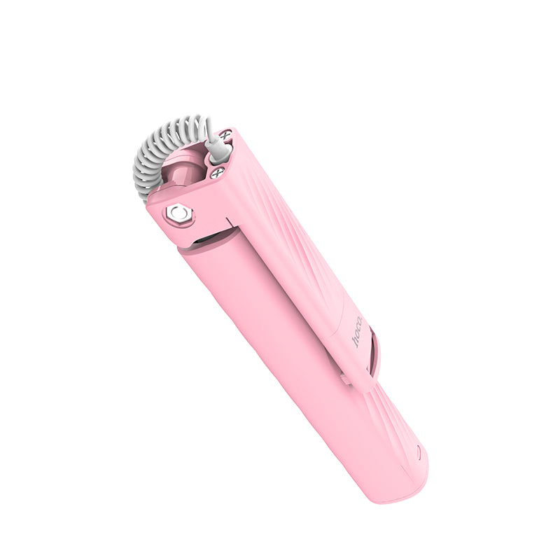 Hoco K7 Dainty Mini Wire Controllable Selfie Stick with 3.5mm Plug for iPhone Samsung Huawei - Pink