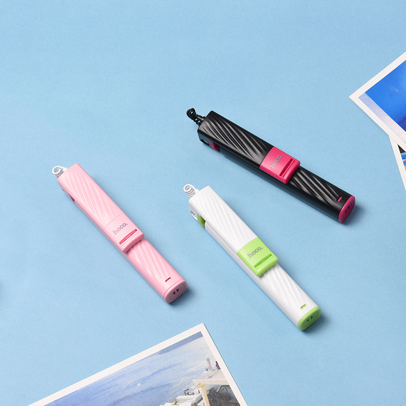 Uniqkart K8 Starry Lightning Mini Wired Selfie Stick with Lightning Plug for iPhoneX/8/7 - Black