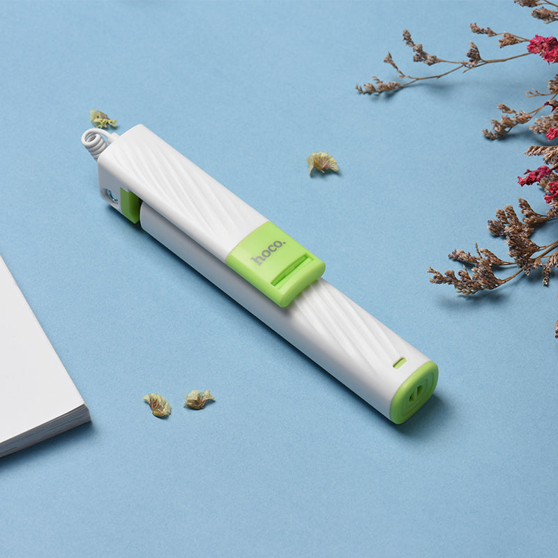 Uniqkart K8 Starry Lightning Mini Wire Controllable Selfie Stick for iPhoneX/8/7 - White