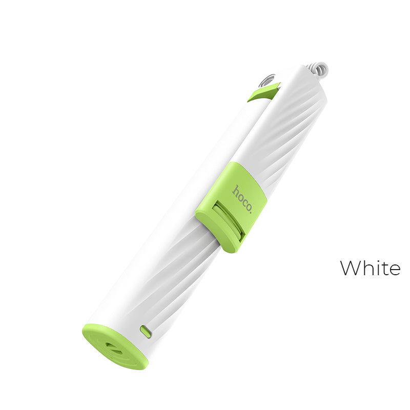 Uniqkart K8 Starry Lightning Mini Wire Controllable Selfie Stick for iPhoneX/8/7 - White