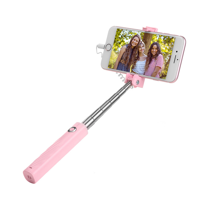Hoco K8 Starry Lightning Mini Wired Selfie Stick for iPhoneX/8/7 - Pink