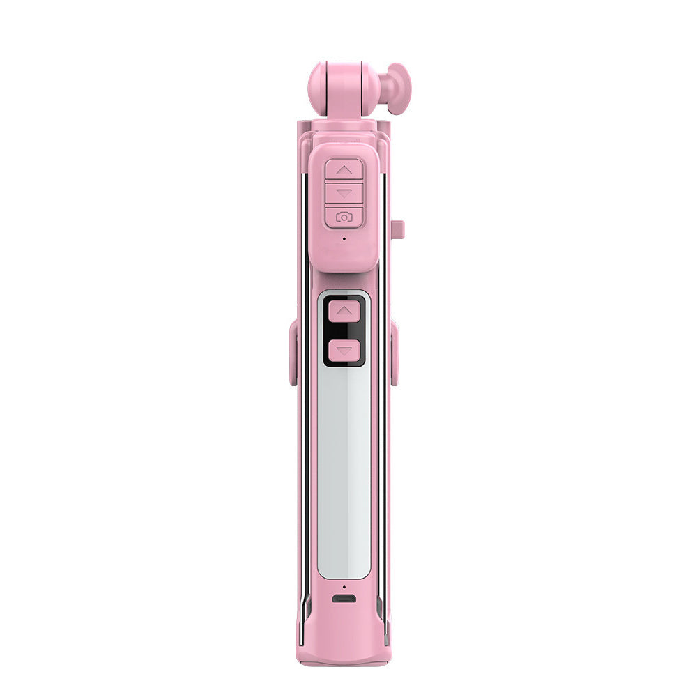 A18 Multi-functional Bluetooth LED Fill Light Selfie Stick LED with Tripod for iPhone X/8/8 Plus Etc - Pink