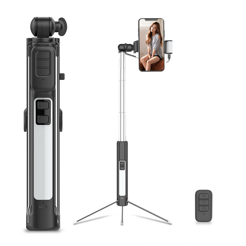 Cyke A18 Portable Multi-functional Bluetooth LED Fill Light Selfie Stick LED with Tripod for iPhone X/8/8 Plus Etc - Black