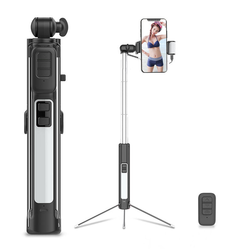 Cyke A18 Portable Multi-functional Bluetooth LED Fill Light Selfie Stick LED with Tripod for iPhone X/8/8 Plus Etc - Black