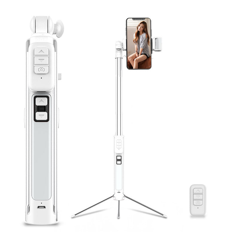 Cyke A18 Mini Multi-functional Bluetooth LED Fill Light Selfie Stick LED with Tripod for iPhone X/8/8 Plus Etc - White