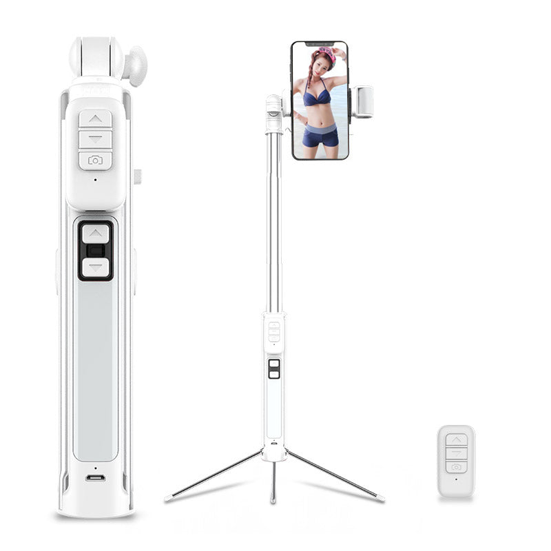 Cyke A18 Mini Multi-functional Bluetooth LED Fill Light Selfie Stick LED with Tripod for iPhone X/8/8 Plus Etc - White