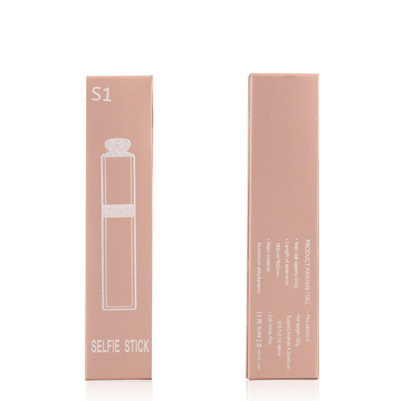 Aluminum Alloy Portable and Extendable Mini Lipstick Wired Selfie Stick - White