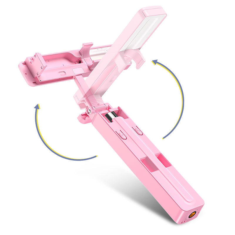 Uniqkart US-ZB050 M2 Mini Bluetooth LED Fill Light Selfie Stick for iPhone XS/X Etc - Pink