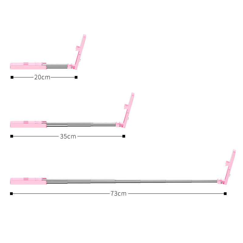 Uniqkart US-ZB050 M2 Mini Bluetooth LED Fill Light Selfie Stick for iPhone XS/X Etc - Pink