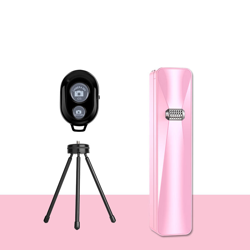 Uniqkart US-ZB051 M2 Portable 3.5mm Wired LED Fill Light Selfie Stick for Samsung Xiaomi, etc - Pink