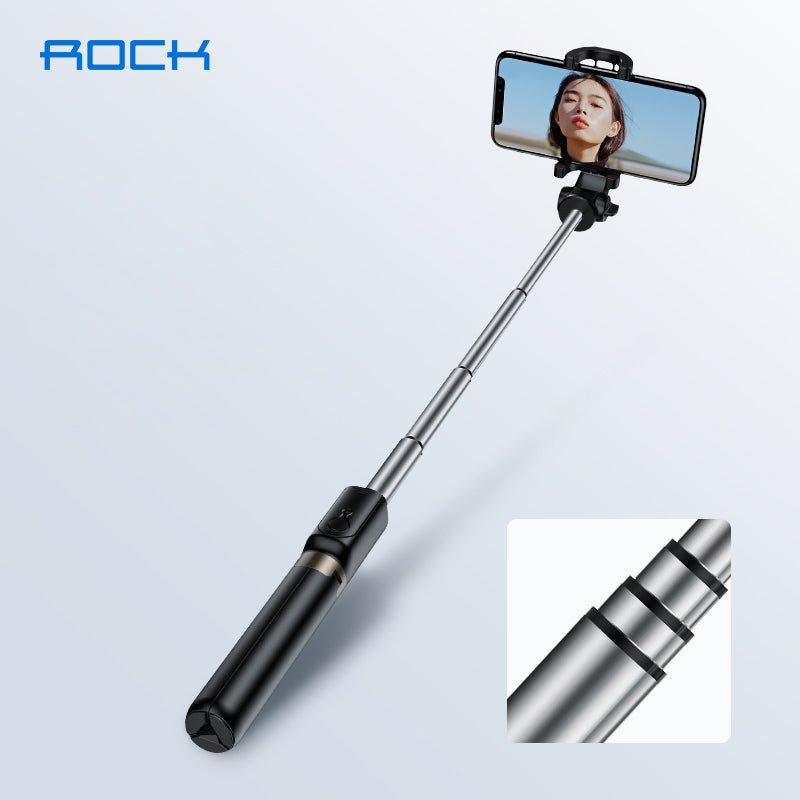 ROCK Bluetooth Portable and Extendable Mini Selfie Stick with Tripod - Black