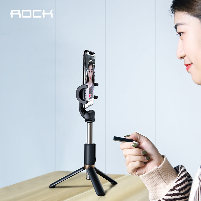 ROCK Bluetooth Portable and Extendable Mini Selfie Stick with Tripod - Black