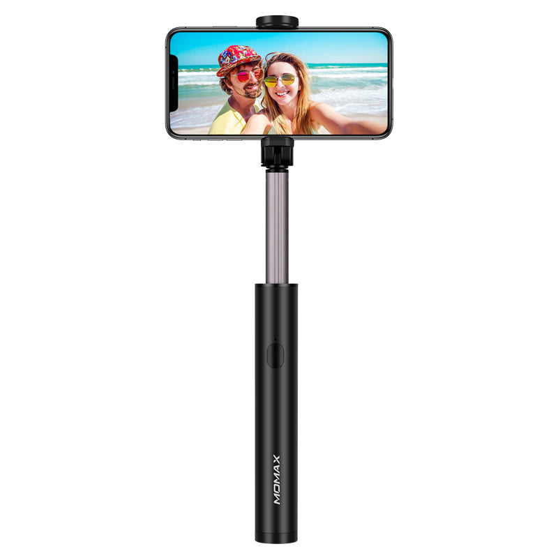 Uniqkart KM12 Mini Bluetooth LED Fill Light Selfie Stick for iPhone XS/X, etc - Black