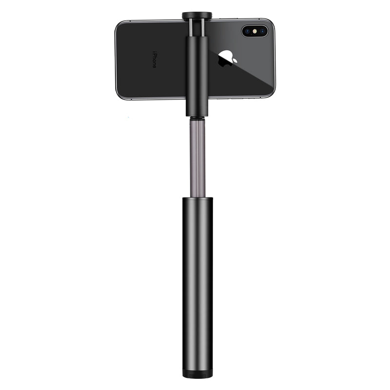 Uniqkart KM12 Mini Bluetooth LED Fill Light Selfie Stick for iPhone XS/X, etc - Black