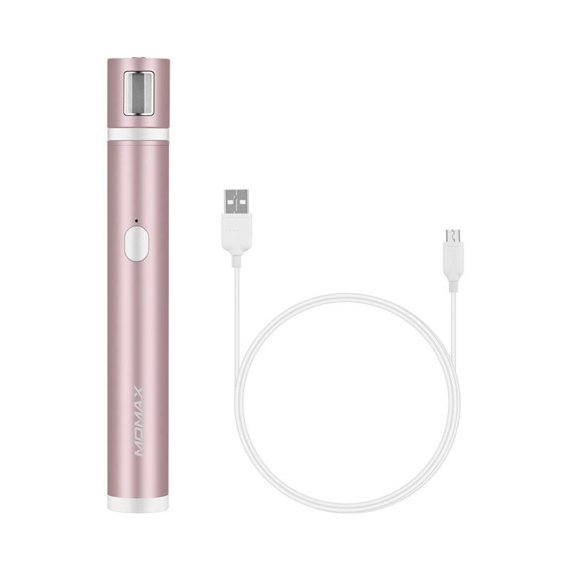 MOMAX KM12 Pocket Bluetooth LED Fill Light Selfie Stick for iPhone XS/X, etc - Rose Gold