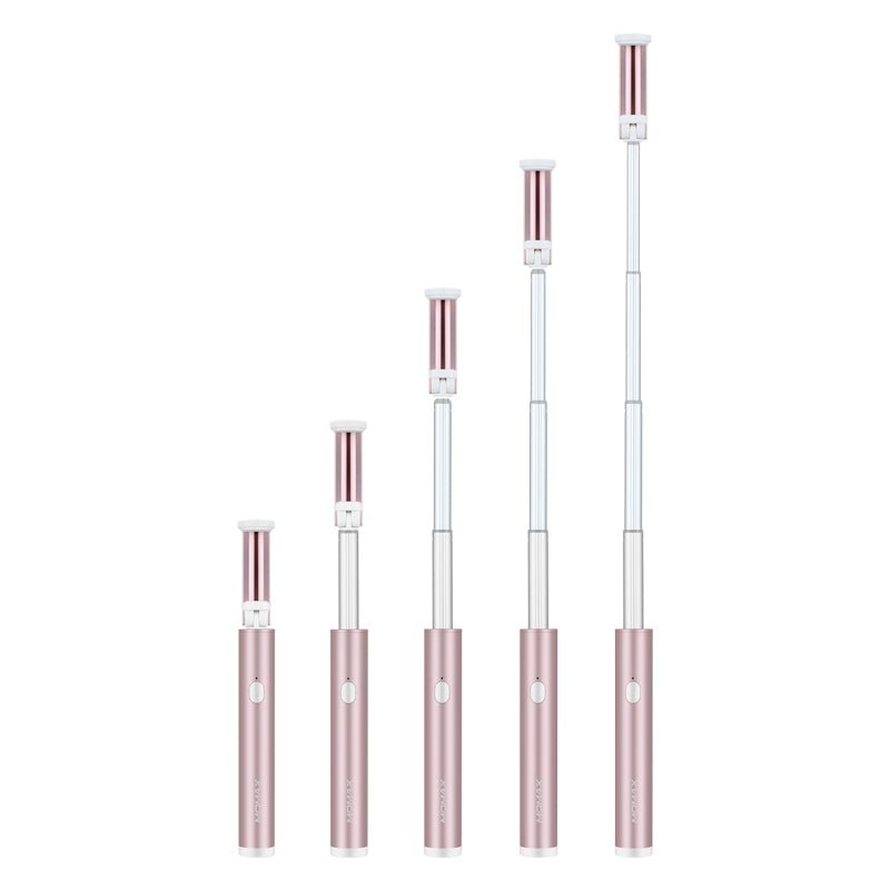 MOMAX KM12 Pocket Bluetooth LED Fill Light Selfie Stick for iPhone XS/X, etc - Rose Gold