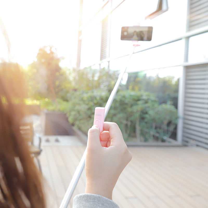 Hoco K10A Magnificent Wireless Selfie Stick with Backlight Tripod Phone Holder (L=1.1m) - Pink