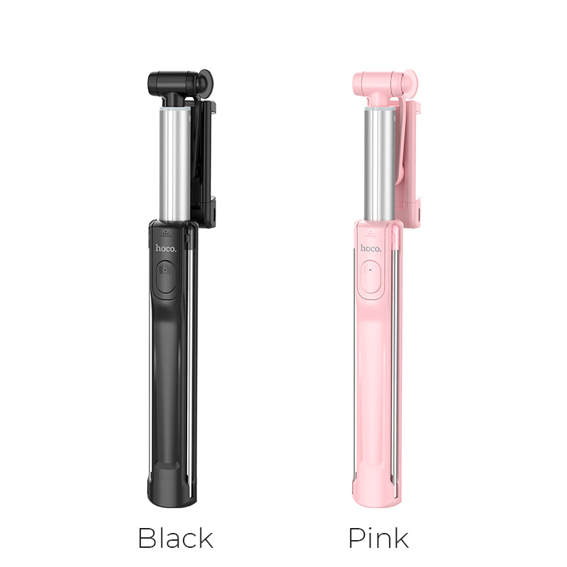 Hoco K10A Magnificent Wireless Selfie Stick with Backlight Tripod Phone Holder (L=1.1m) - Pink