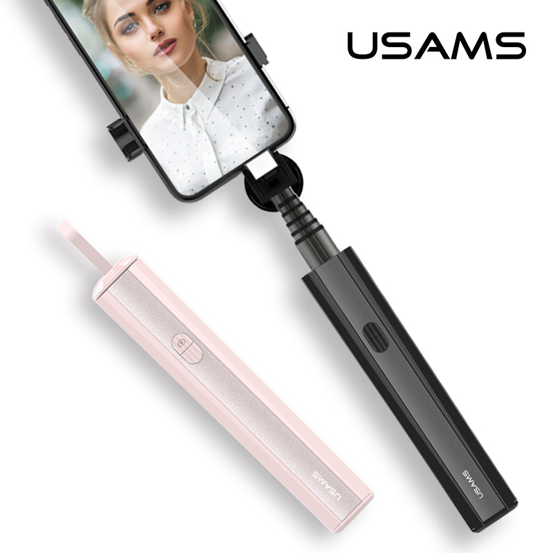 Uniqkart US-ZB069 Wireless Selfie Stick 80cm for iPhone Samsung Huawei - Light Pink