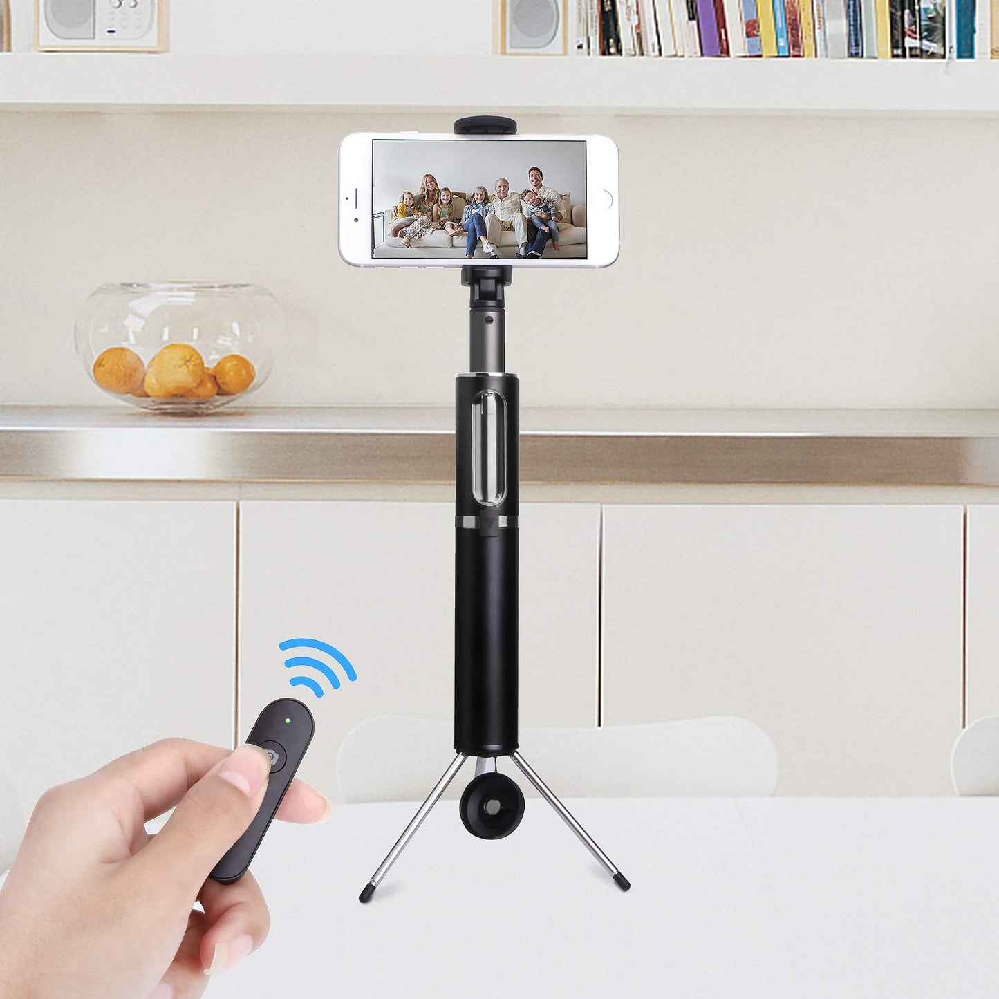 M10 Portable Extendable Bluetooth Selfie Stick with Tripod and Remote Control - Grey