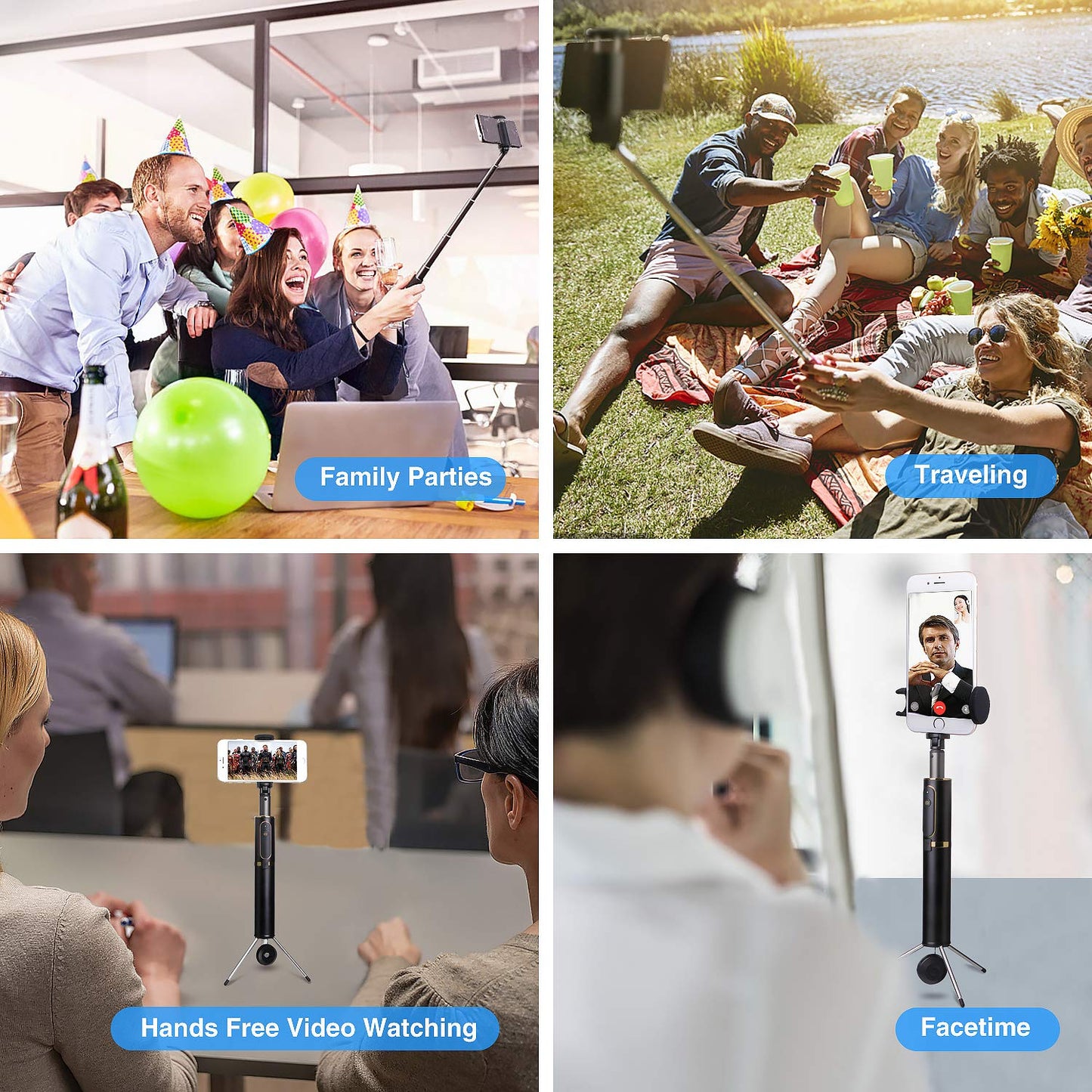 M10 Portable Extendable Bluetooth Selfie Stick with Tripod and Remote Control - Yellow