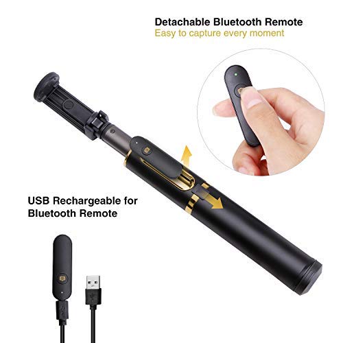 M10 Portable Extendable Bluetooth Selfie Stick with Tripod and Remote Control - Yellow