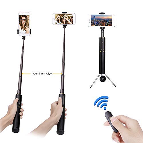 M10 Portable Extendable Bluetooth Selfie Stick with Tripod and Remote Control - Yellow