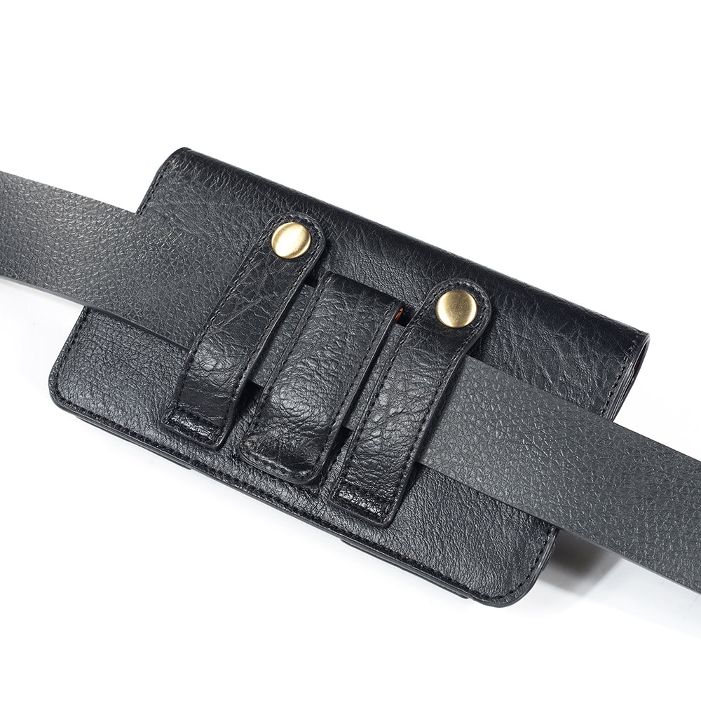 4.7 inch Universal Portable Phone Pouch Leather Waist Bag for iPhone Samsung etc - Black