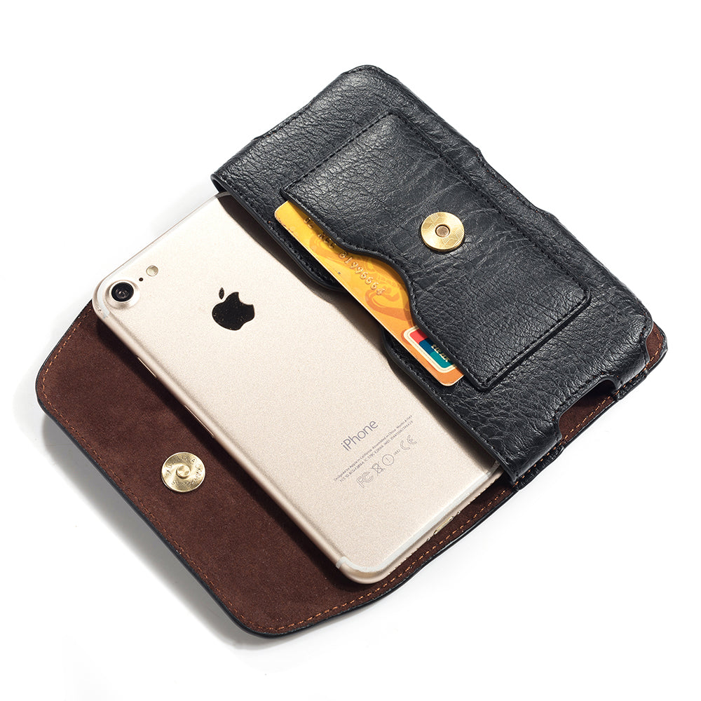 4.7 inch Universal Portable Phone Pouch Leather Waist Bag for iPhone Samsung etc - Black