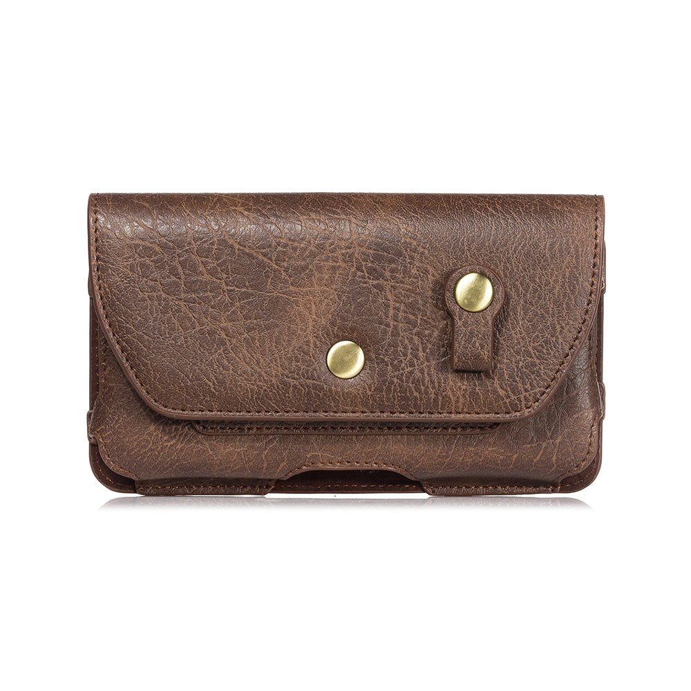 4.7 inch Universal Portable Phone Pouch Leather Waist Bag for iPhone Samsung etc - Brown