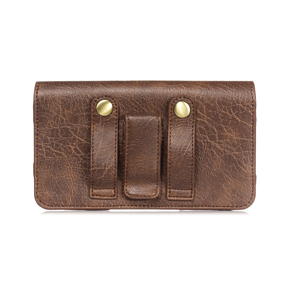 4.7 inch Universal Portable Phone Pouch Leather Waist Bag for iPhone Samsung etc - Brown