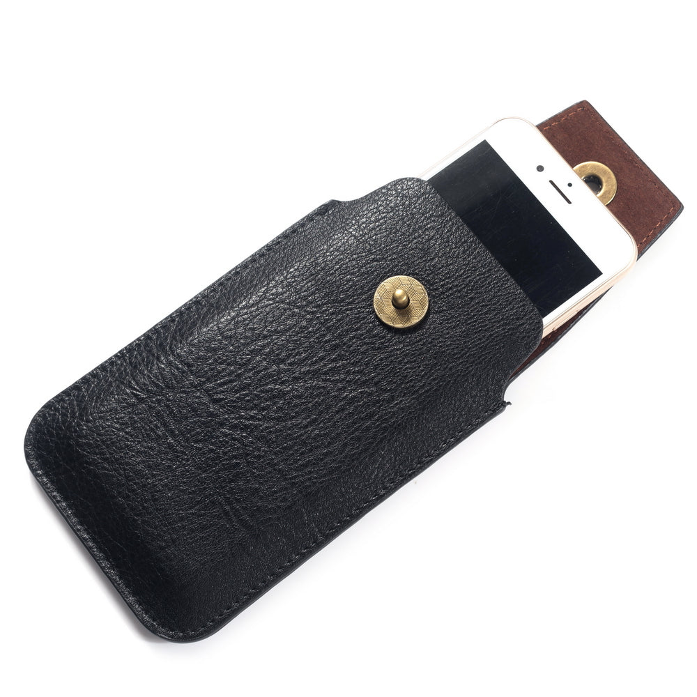 4.7 inch PU Leather Phone Pouch Waist Bag, Size: 15 x 8.5 x 2cm - Black