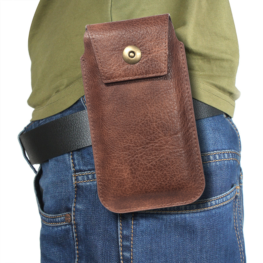 4.7 inch PU Leather Phone Pouch Waist Bag, Size: 15 x 8.5 x 2cm - Brown
