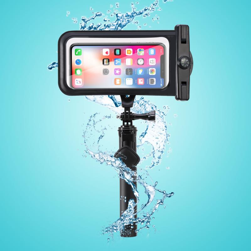 DX-80 Waterproof Monopod Bluetooth Remote Shutter Phone Selfie Stick for 6.5 inch Smartphone - Black