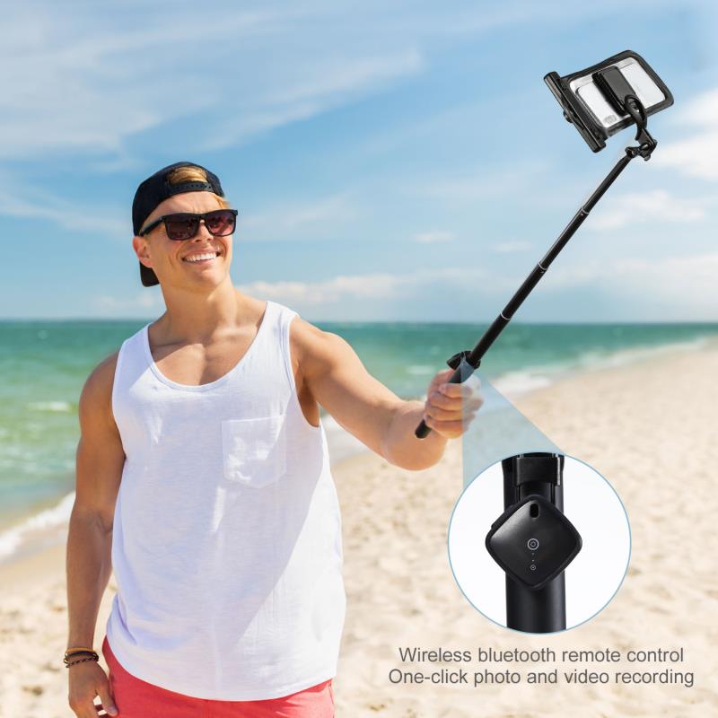 DX-80 Waterproof Monopod Bluetooth Remote Shutter Phone Selfie Stick for 6.5 inch Smartphone - Black
