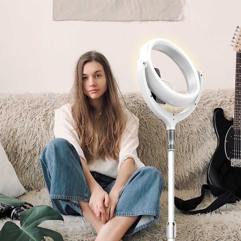 F-539 3300-6000K Dimmable Destop Ring Light Fill Light with Smart Phone Clip - White