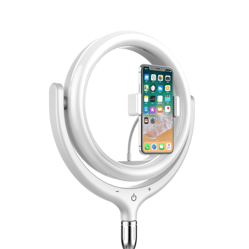 F-539 3300-6000K Dimmable Destop Ring Light Fill Light with Smart Phone Clip - White