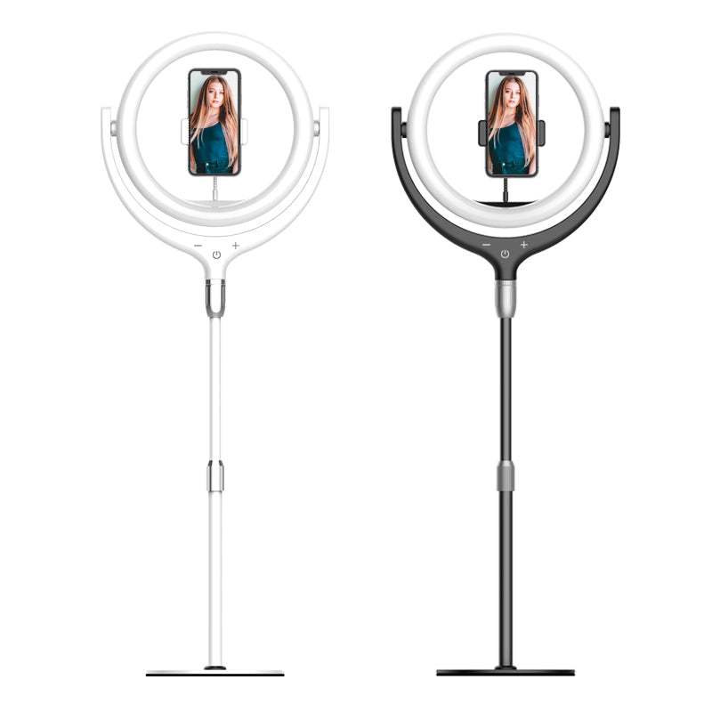 F-539 3300-6000K Dimmable Destop Ring Light Fill Light with Smart Phone Clip - Black