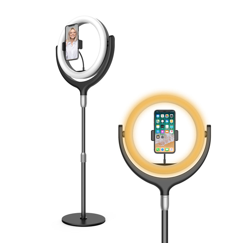 F-539 3300-6000K Dimmable Destop Ring Light Fill Light with Smart Phone Clip - Black