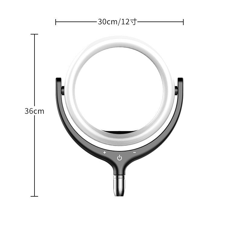 F-539 3300-6000K Dimmable Destop Ring Light Fill Light with Smart Phone Clip - Black