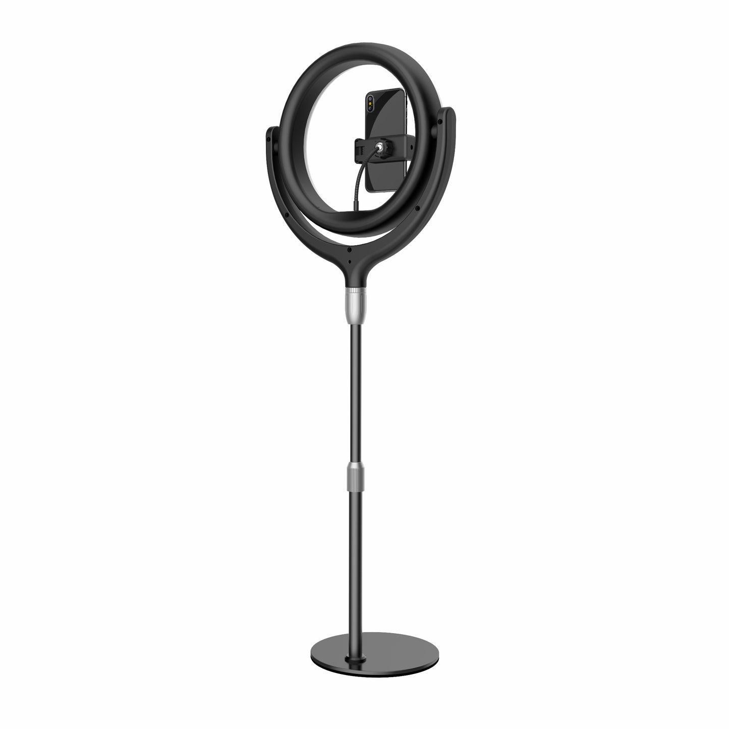 F-539 3300-6000K Dimmable Destop Ring Light Fill Light with Smart Phone Clip - Black