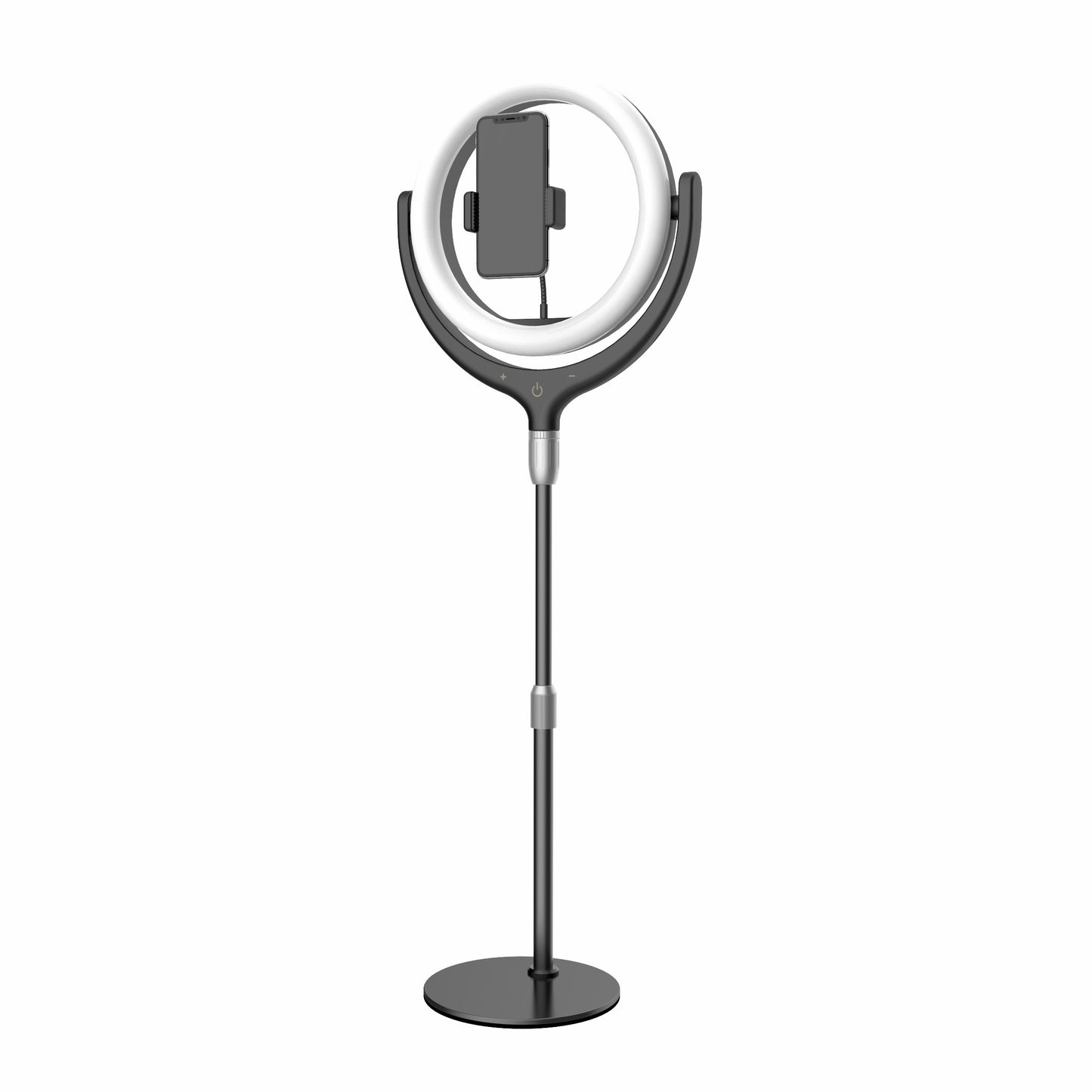 F-539 3300-6000K Dimmable Destop Ring Light Fill Light with Smart Phone Clip - Black