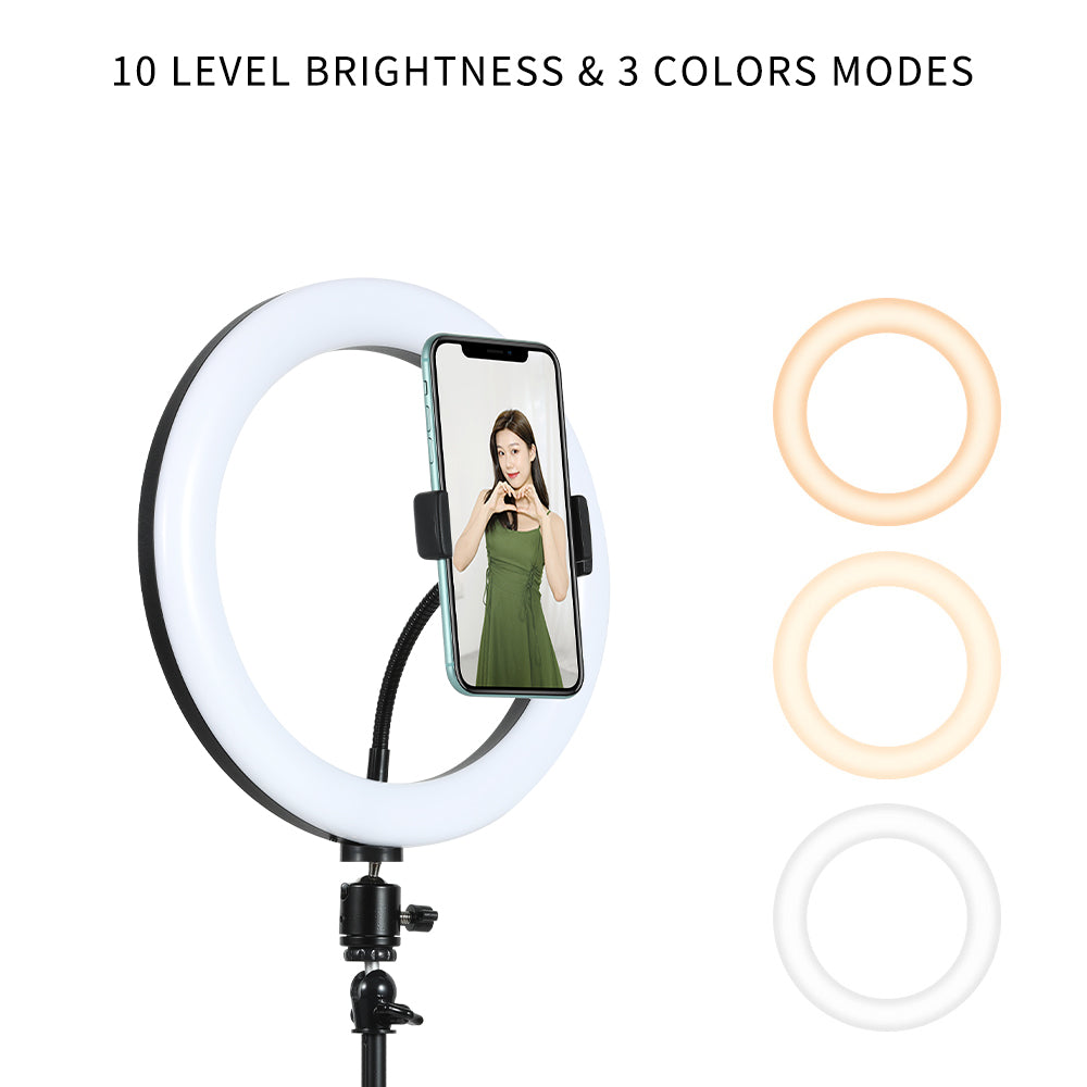 J26 LED Ring Light + Mini Metal Tripod (Size M) + 38cm Eccentric Tube Telescopic Rod Bluetooth Remote Control