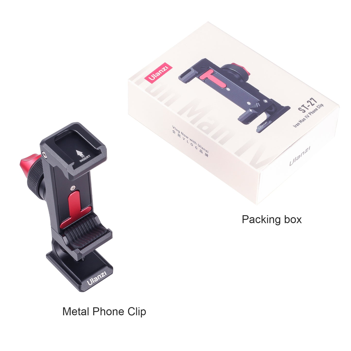 ULANZI ST-27 Metal Phone Clip 360° Shooting Smartphone Clamp with 1/4inch Cold Shoe Tripod Mount Base