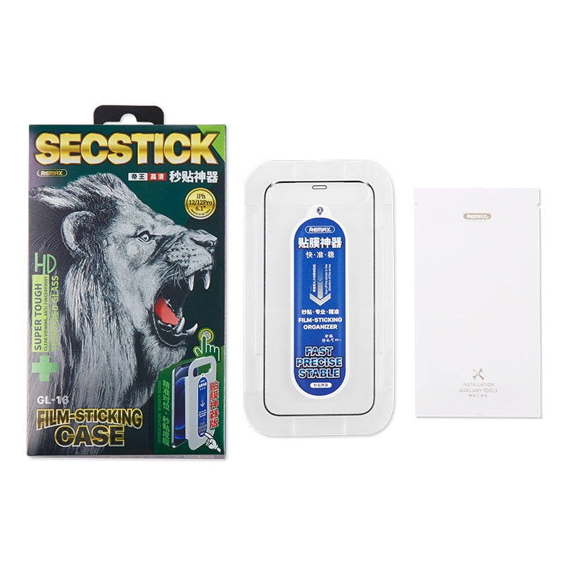 RemaxMonarch Series Wear-Resistant Tempered Glass Screen Film Installation Frame Shell Transparent Film-Sticking Case for iPhone 12 Pro Max 6.7 inch