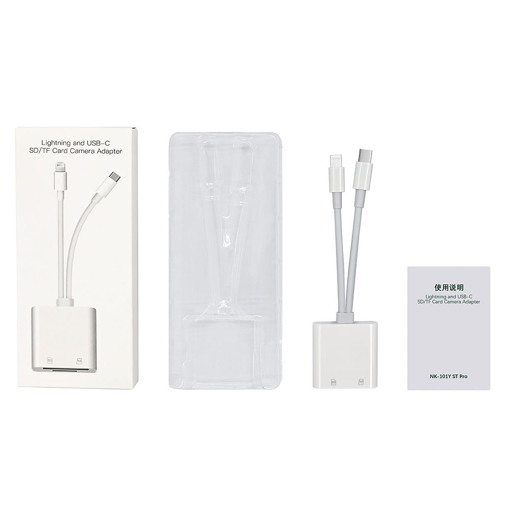 NK-101Y ST Pro Type-C/Lightning to TF SD Card Reader Converter OTG Adapter for iPhone iPad
