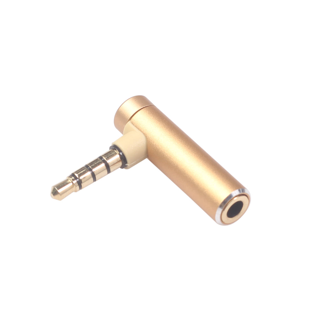 3.5mm Male to Female 90-Degree Adapter Converter for Headset Phone Laptop - Gold