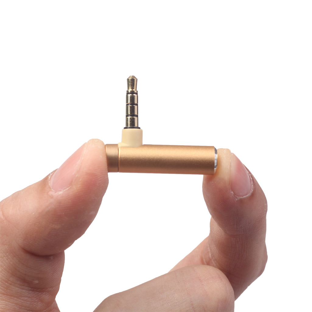 3.5mm Male to Female 90-Degree Adapter Converter for Headset Phone Laptop - Gold