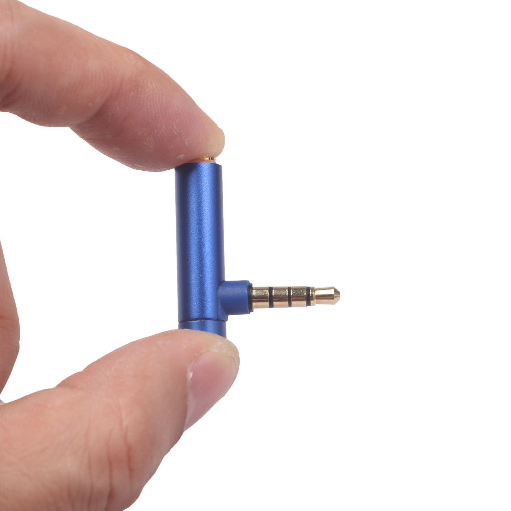 3.5mm Male to Female 90-Degree Adapter Converter for Headset Phone Laptop - Blue