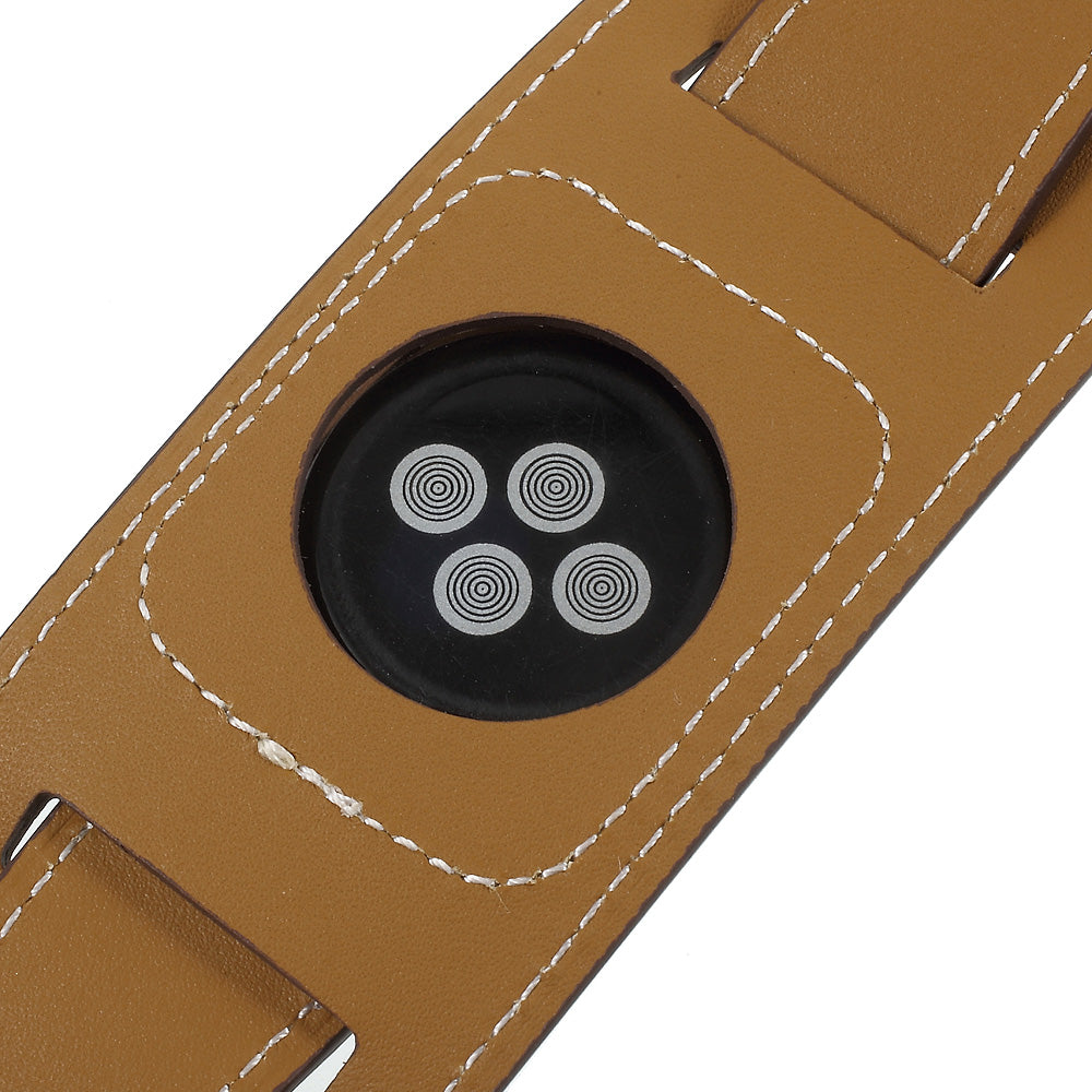 for Apple Watch Series 8 45mm / Ultra 49mm / 7 45mm / Series / 6 SE / SE (2022) / 5 / 4 44mm / Series 3 / 2 / 1 42mm Genuine Leather Watchband Strap - Brown